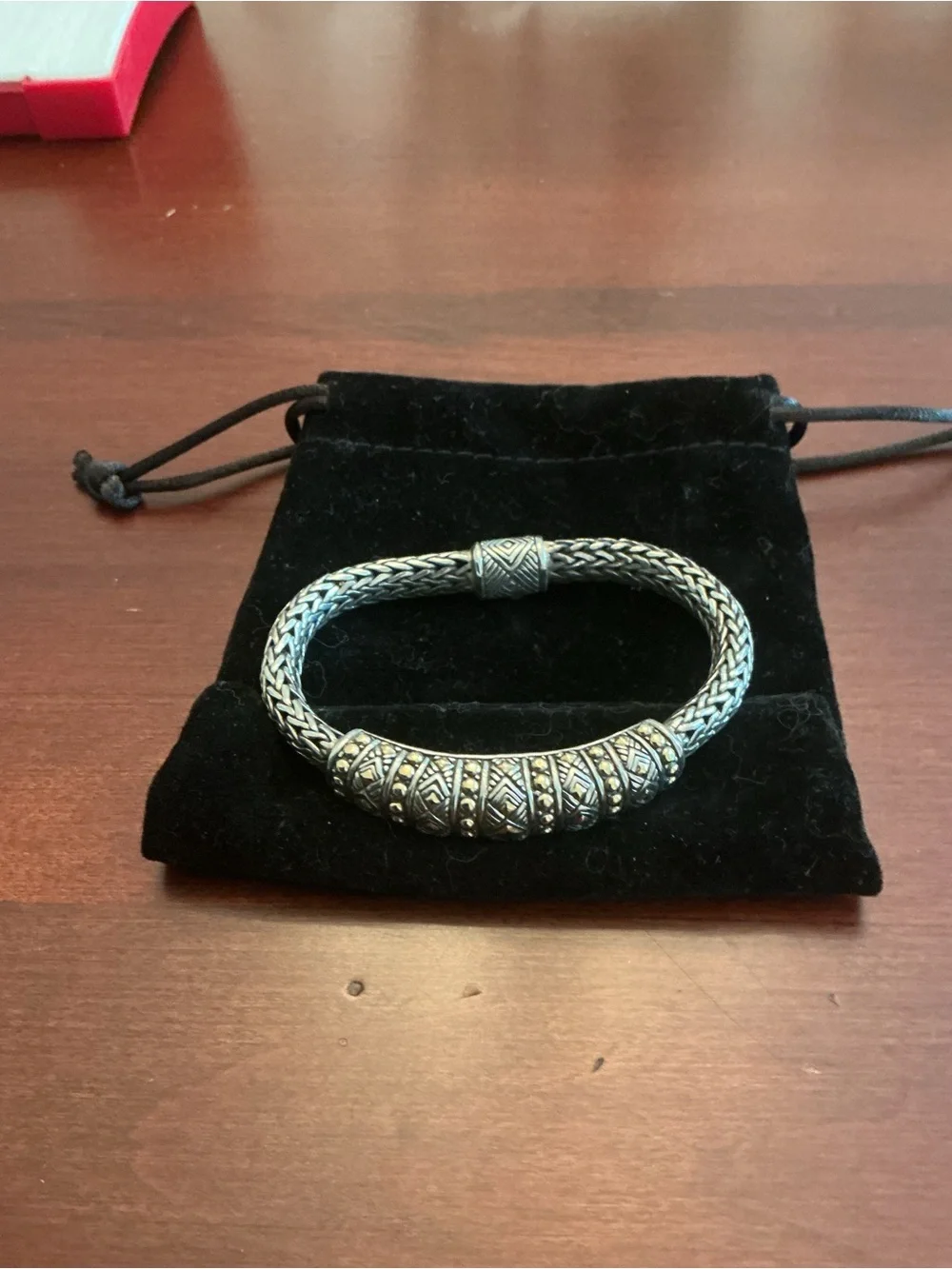 David Yurman style - Sterling Textured Woven Bracelet - Silver